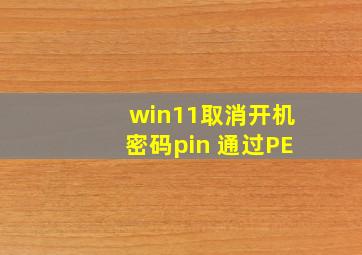 win11取消开机密码pin 通过PE